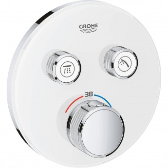 Внешняя часть термостатического смесителя на 2 выхода GROHE GROHTHERM SMARTCONTROL, белая луна Внешняя часть термостатического смесителя на 2 выхода GROHE GROHTHERM SMARTCONTROL, белая луна